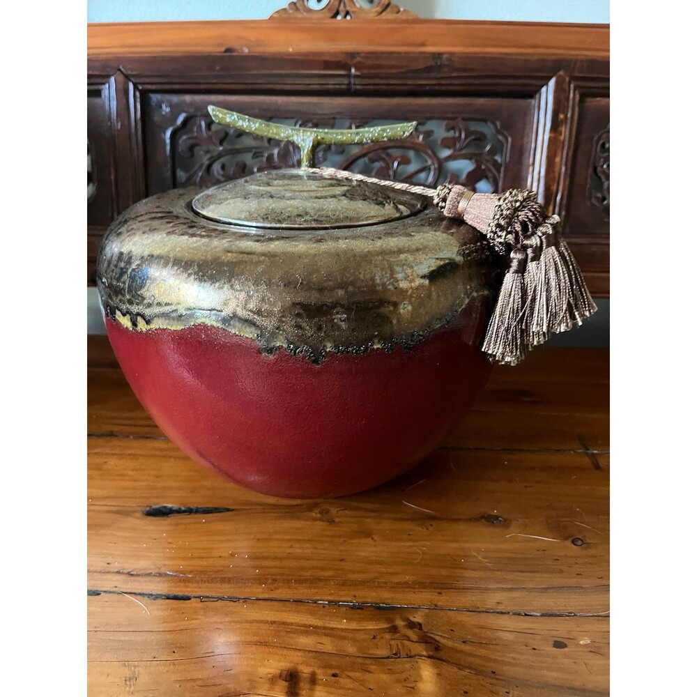 Vintage Chinese Pottery Ginger Jar with Tassel